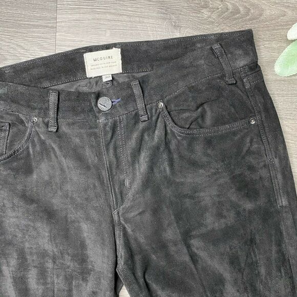 MCGUIRE | sz 30 Women's Black Vegan Suede Notched Ankle Newton Fit Skinny Pants - Picture 3 of 6